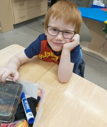 Student at a table