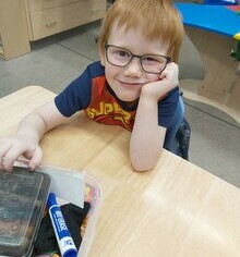 Student at a table